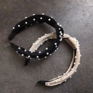 Black and cream pearl headbands